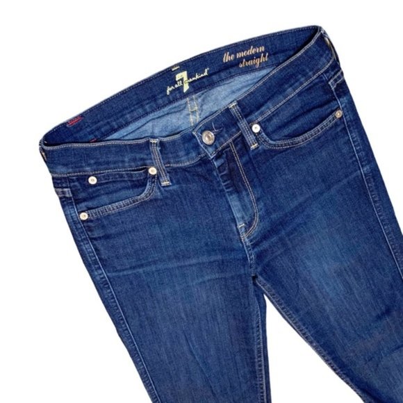 7 For All Mankind The Modern Straight Designer Jean Dark Wash Casual size 28 - Picture 5 of 9